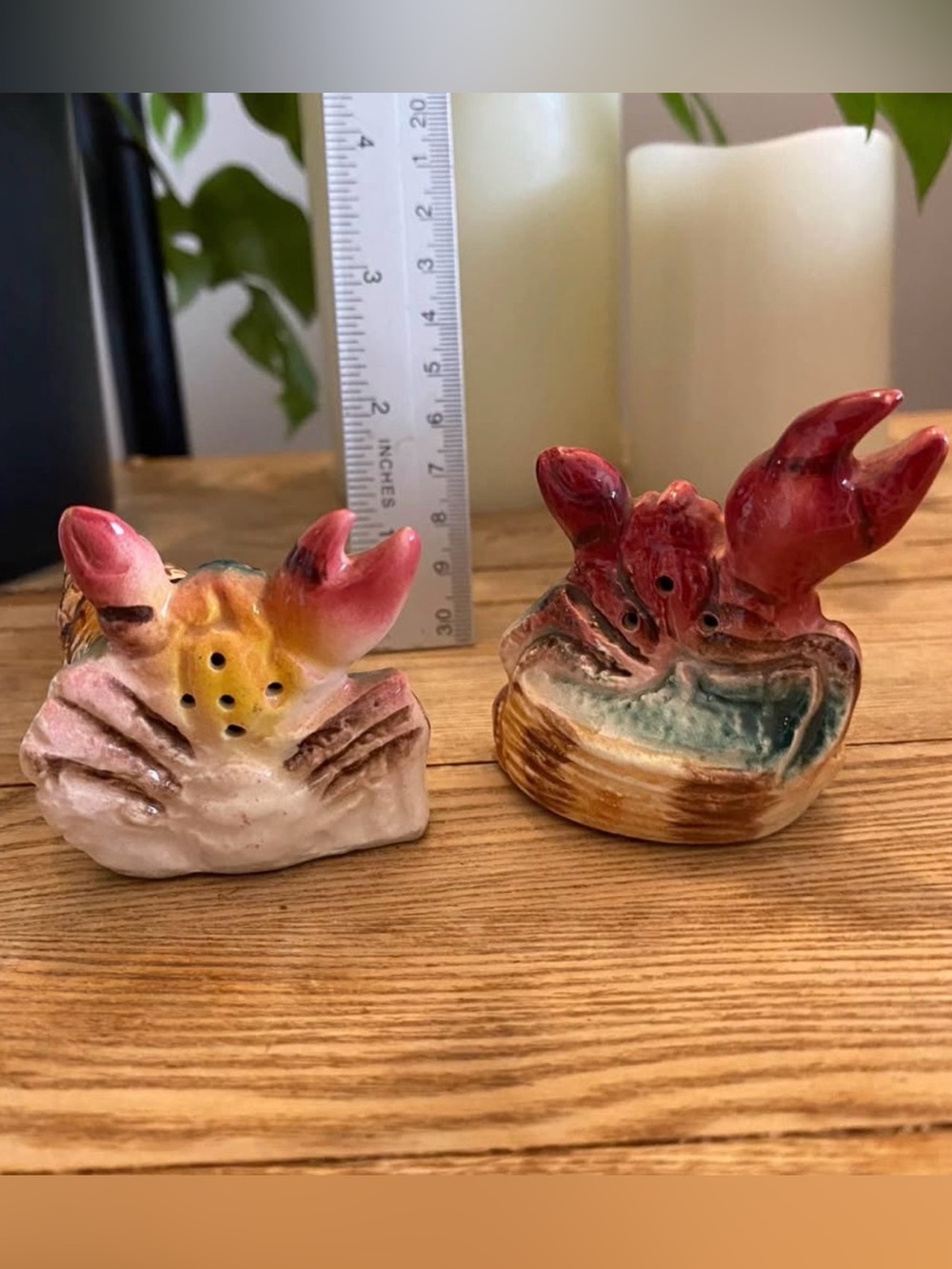 Vintage Ceramic Crab and Lobster Salt and Pepper Shakers Japan Nautical Coastal